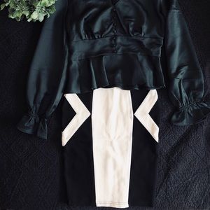 Mink Pink Black and White Pencil Skirt